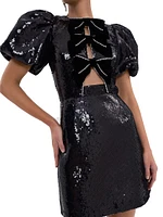 Nicky Hilton x Rebecca Vallance Lena Sequined Bow Minidress