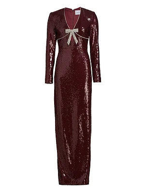Zelda Sequined Bow Slip Gown