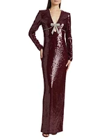 Zelda Sequined Bow Slip Gown
