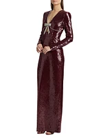 Zelda Sequined Bow Slip Gown