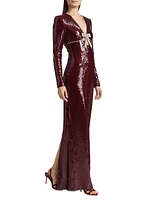 Zelda Sequined Bow Slip Gown