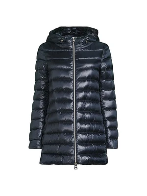 Shiny Nylon A-Shape Down Coat