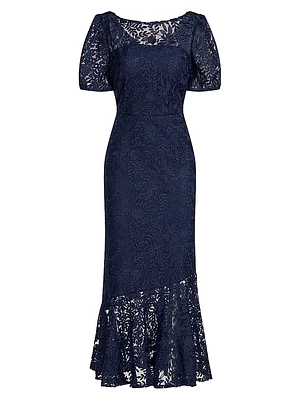 Portia Floral Lace Midi-Dress