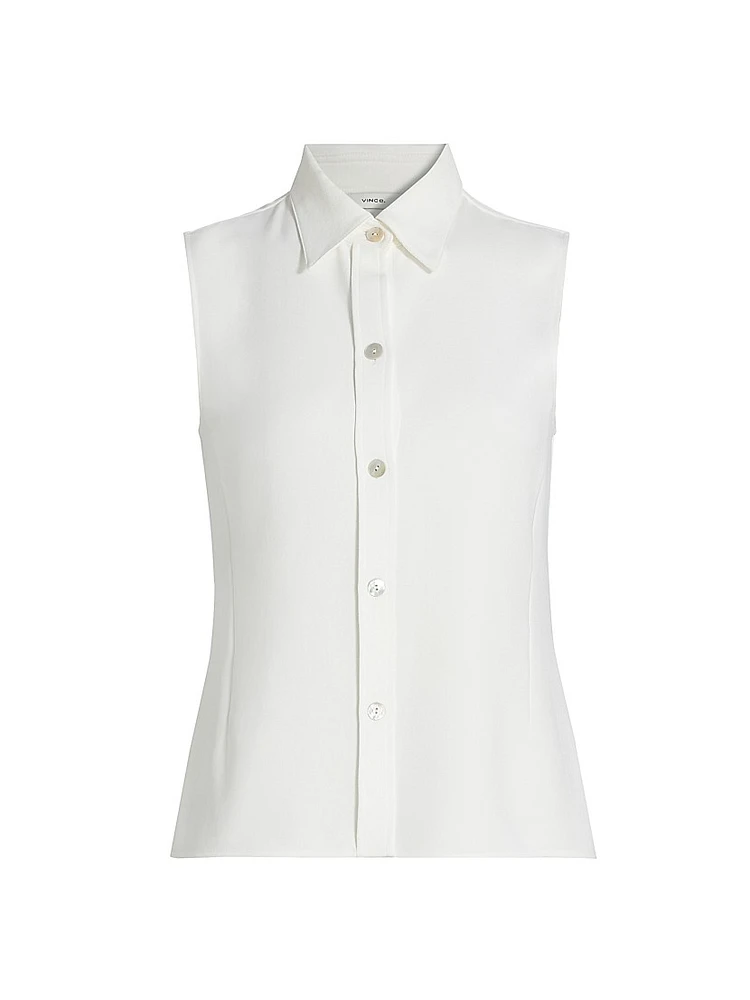 Sleeveless Button-Front Shirt