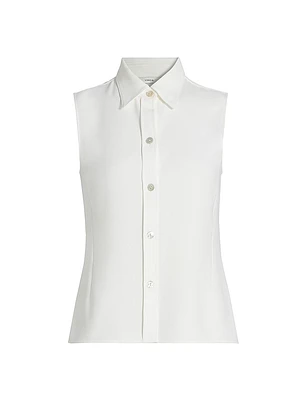 Sleeveless Button-Front Shirt