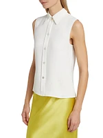 Sleeveless Button-Front Shirt
