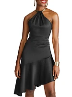 Beverly Satin Halterneck Minidress