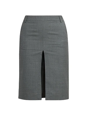 Slit Wool Pencil Skirt