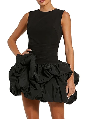 Gathered Taffeta Cocktail Minidress