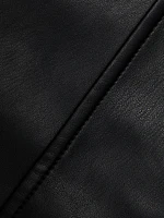 Faux Leather Sleeveless Trench Coat