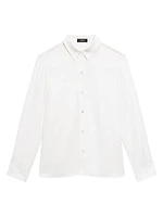 Straight Silk Button-Front Shirt