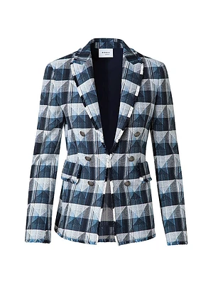 Cotton-Blend Denim Double-Breasted Blazer