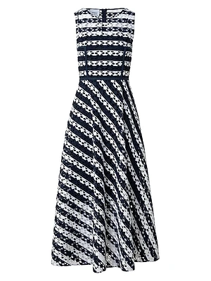 Striped Guipure Lace Maxi Dress