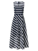 Striped Guipure Lace Maxi Dress