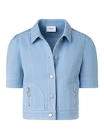 Stretch Denim Puff-Sleeve Jacket