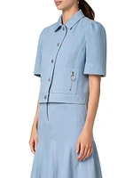 Stretch Denim Puff-Sleeve Jacket