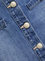 Kris Button-Front Denim Miniskirt