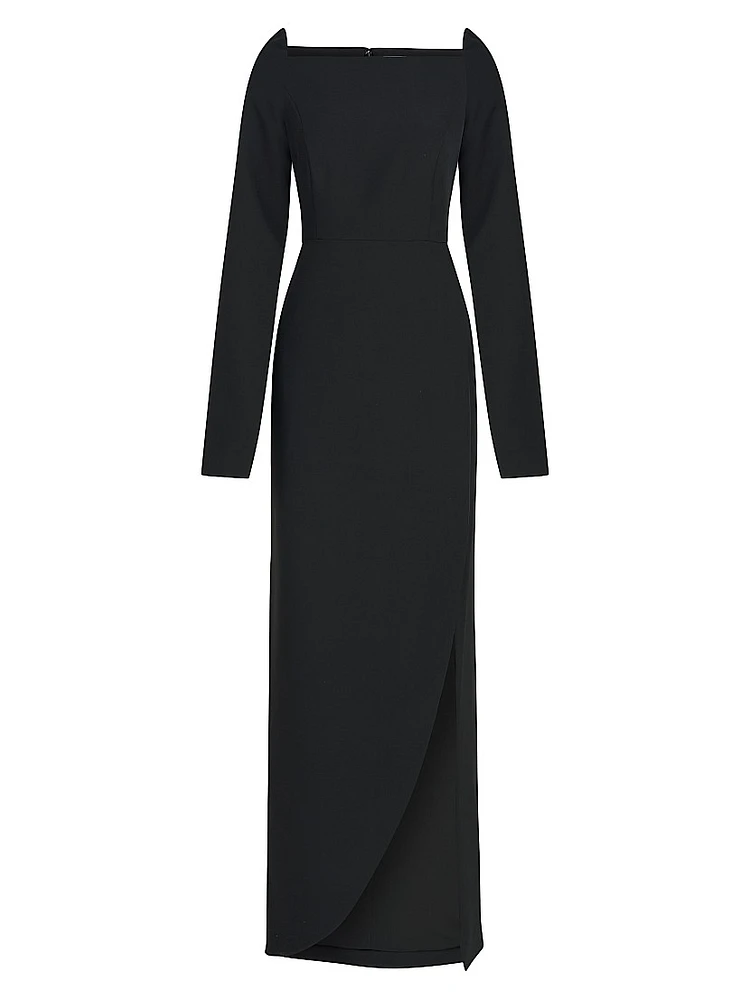Katerina Crepe Split-Sleeve Gown