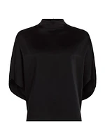 Satin Cape-Sleeve T-Shirt