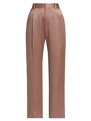 Satin Cropped Straight-Leg Pants