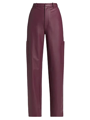 Faux-Leather Tapered-Leg Pants