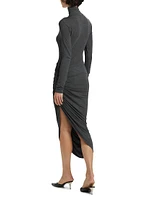 Draped Turtleneck Midi-Dress