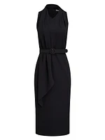 Annika Crepe Belted Sleeveless Midi-Dress