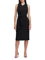 Annika Crepe Belted Sleeveless Midi-Dress