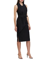 Annika Crepe Belted Sleeveless Midi-Dress
