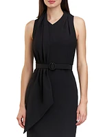 Annika Crepe Belted Sleeveless Midi-Dress