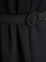Annika Crepe Belted Sleeveless Midi-Dress