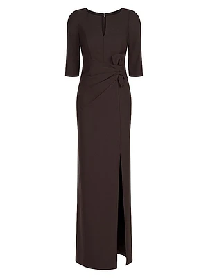 Priscilla Crepe Bow Column Gown