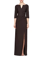 Priscilla Crepe Bow Column Gown