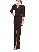 Priscilla Crepe Bow Column Gown