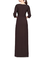Priscilla Crepe Bow Column Gown
