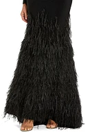 Feather-Embellished Jersey Gown