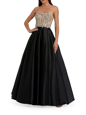 Embellished Bustier Strapless Ballgown