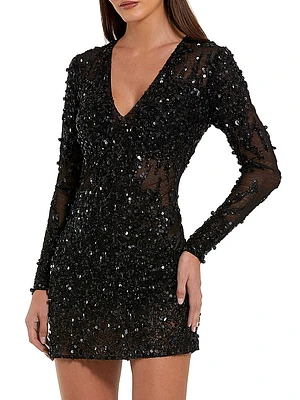 Sheer Sequined Minidress