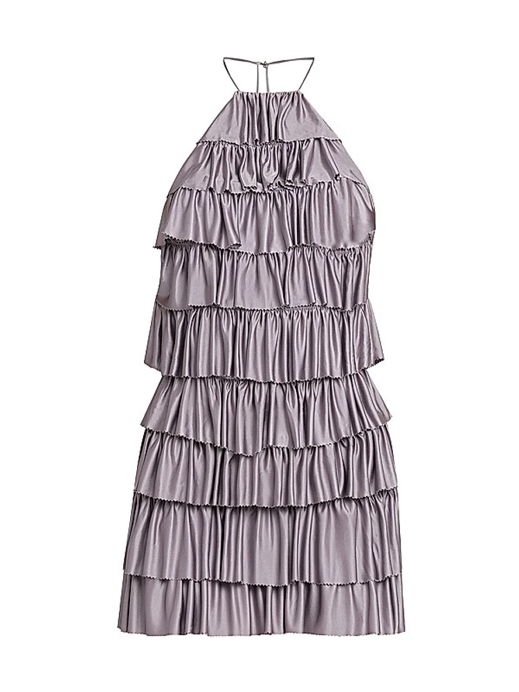 Light Lustrous Ruffle Cocktail Dress
