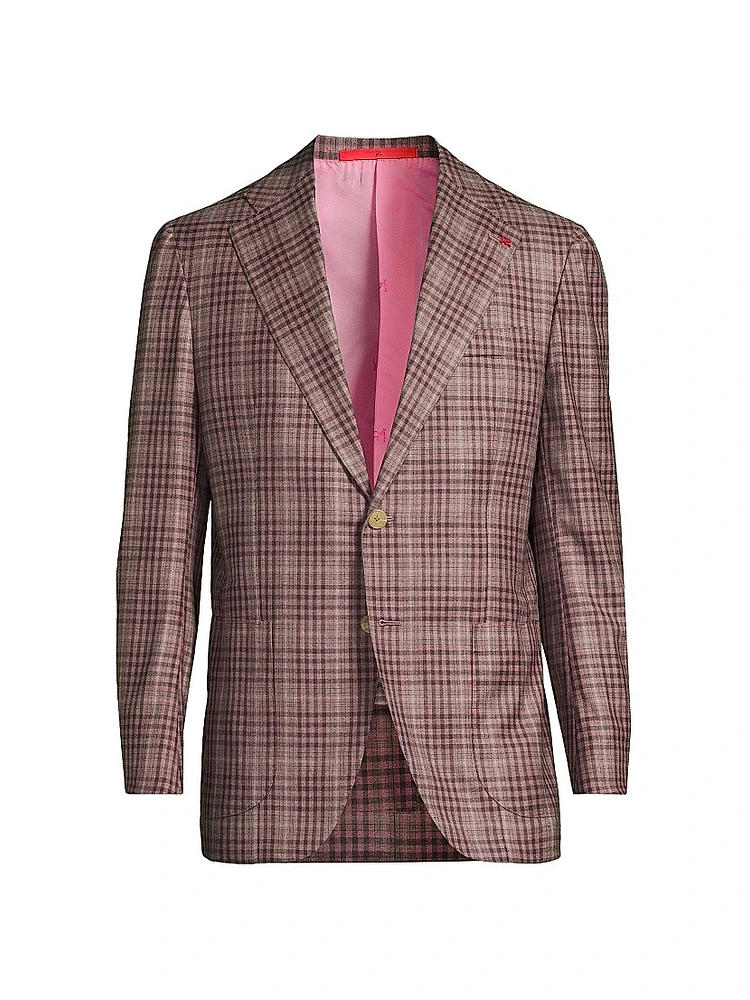 Check Wool Two-Button Blazer