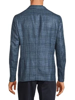 Check Wool-Blend Two-Button Blazer