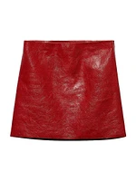 Craquele Leather Miniskirt