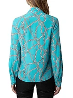 Chains Silk Button-Front Shirt
