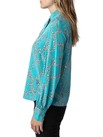 Chains Silk Button-Front Shirt