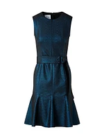 Metallic Denim Belted Minidress