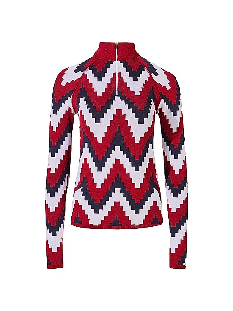 Perfect Zigzag Fleece Quarter-Zip Top