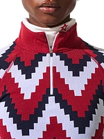 Perfect Zigzag Fleece Quarter-Zip Top