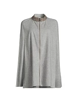 Embroidered Collar Wool Cape