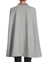 Embroidered Collar Wool Cape