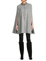 Embroidered Collar Wool Cape